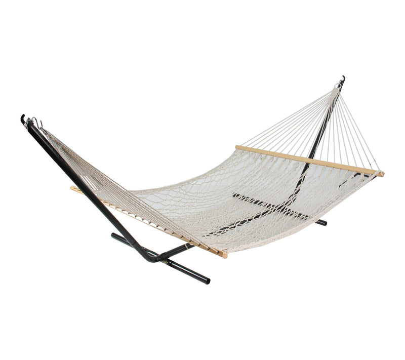 Northlight Lattice Macrame Hammock w/ Wooden Bars 78" x 59" — View 3