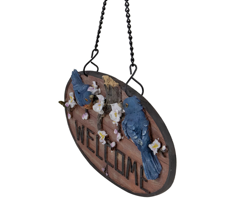 Northlight Welcome Bluebirds and Flowers Hanging Sign 12" — View 3