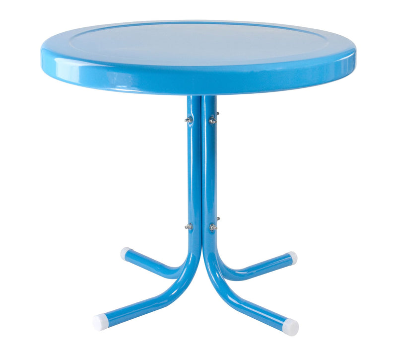 Northlight 22" Round Retro Steel Tulip Turquoise Side Table — View 6