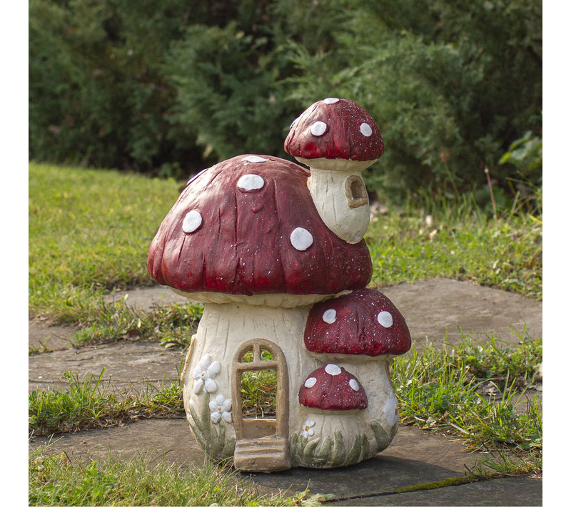 Northlight 18" Red and Beige Mushroom House Garden Statue — View 2