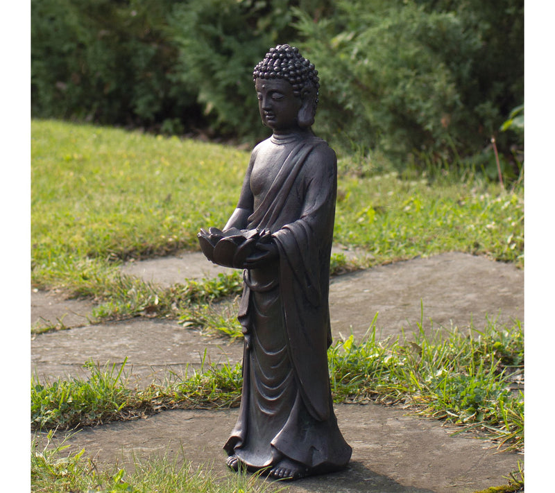 Northlight 19.5" Standing Buddha with Lotus Garden Statue — View 2
