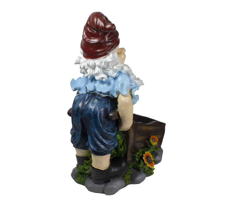Northlight 20" Blue and Brown Wheelbarrow Gnome Garden Statue — View 3