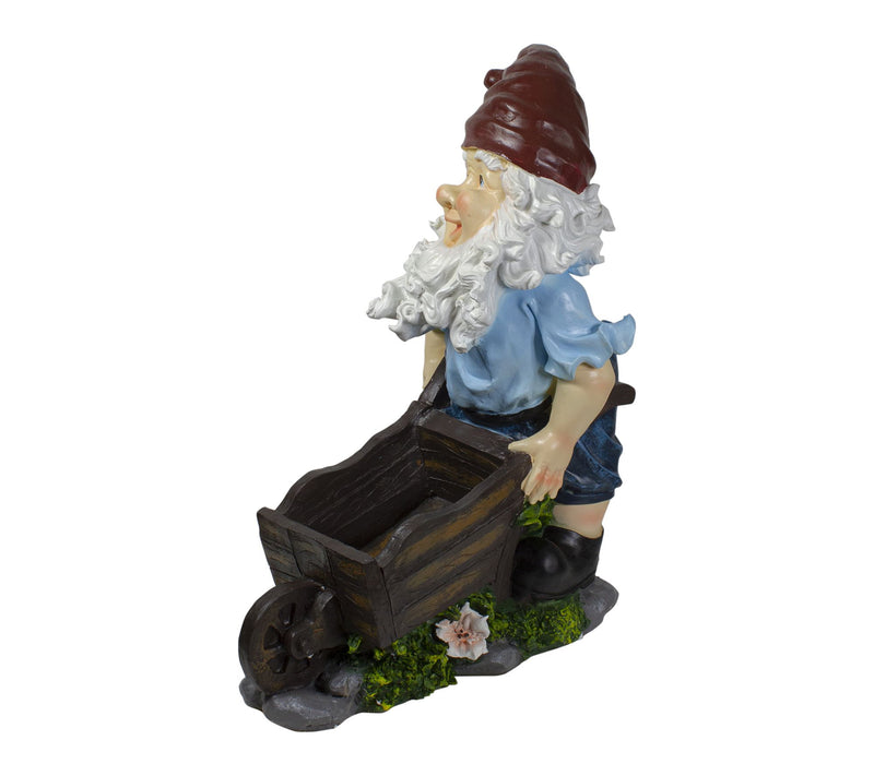 Northlight 20" Blue and Brown Wheelbarrow Gnome Garden Statue — View 4
