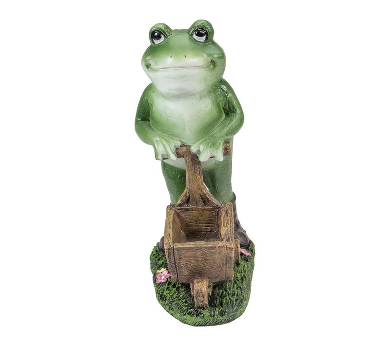 Northlight 11.5" Green Frog Pushing WheelbarrowGarden Statue — View 5