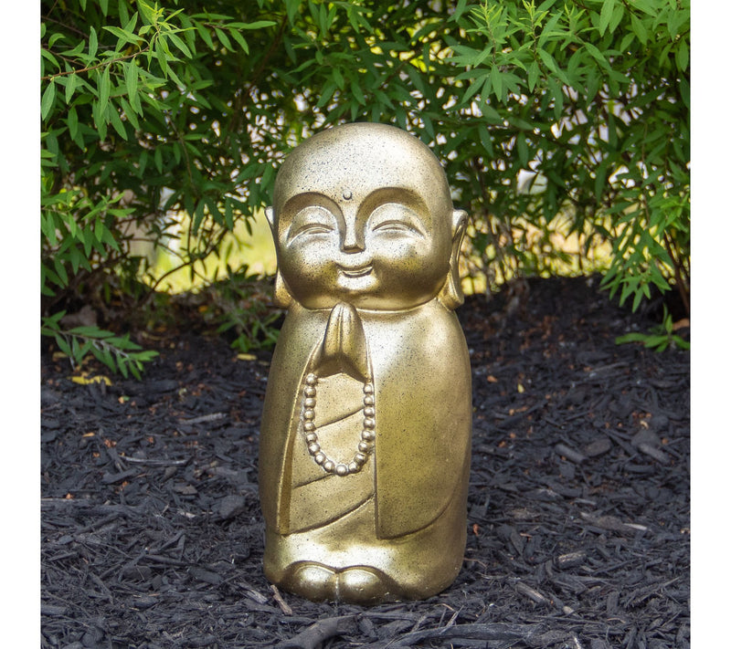 Northlight 11.5" Golden Buddhist Monk Outdoor Garden Statue — View 2