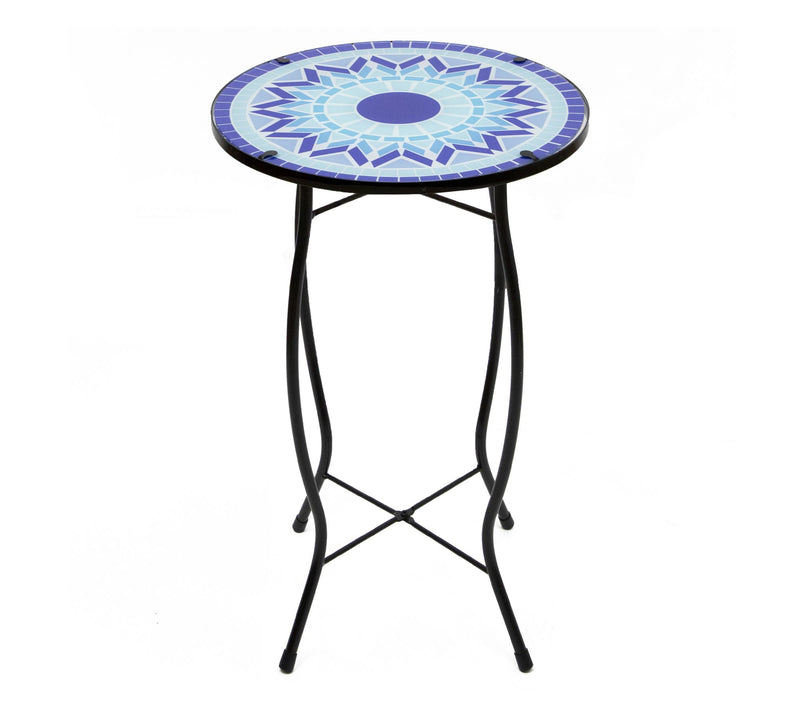 Northlight 19" Blue Sun Mosaic Glass Patio SideTable — View 5