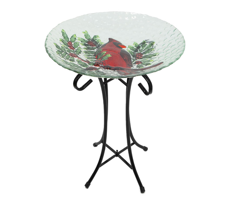 Northlight 21" Red Cardinal and Pine Cone Glass Bird Bath — View 5