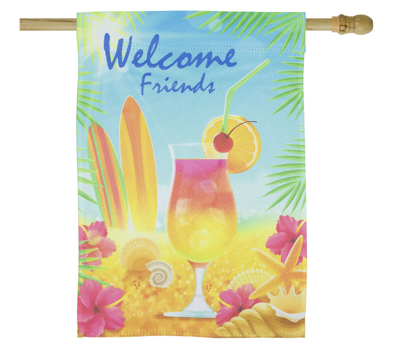 Northlight Tropical Welcome Friends Outdoor House Flag — View 3
