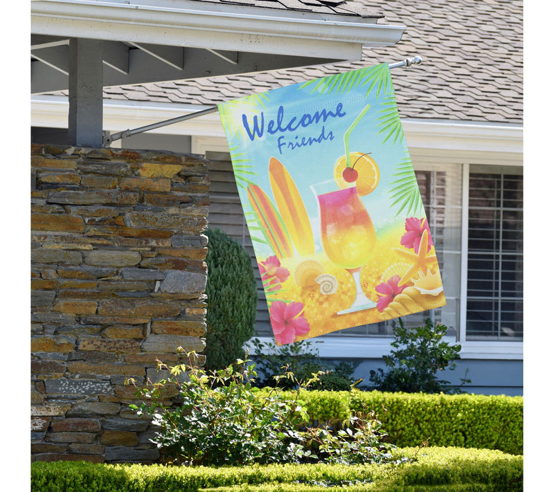 Northlight Tropical Welcome Friends Outdoor House Flag — View 2