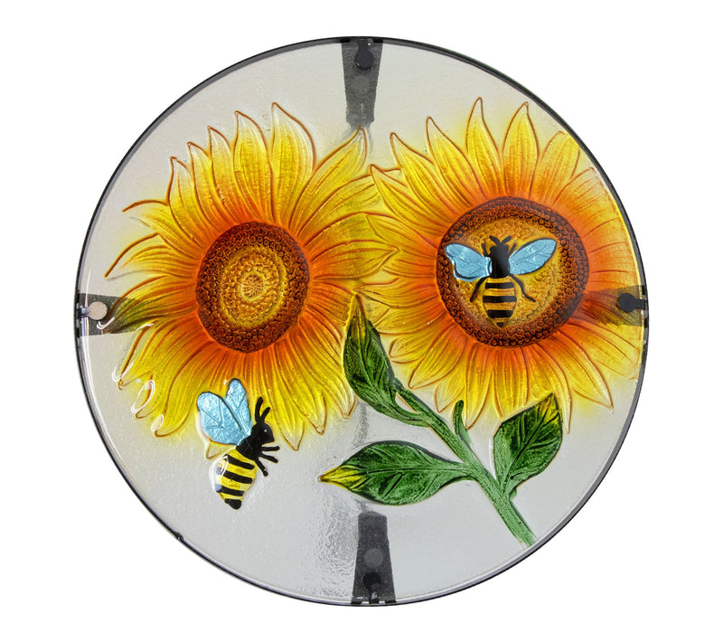 Northlight 19" Sunflower and Bumblebee Glass Patio Side Table — View 3