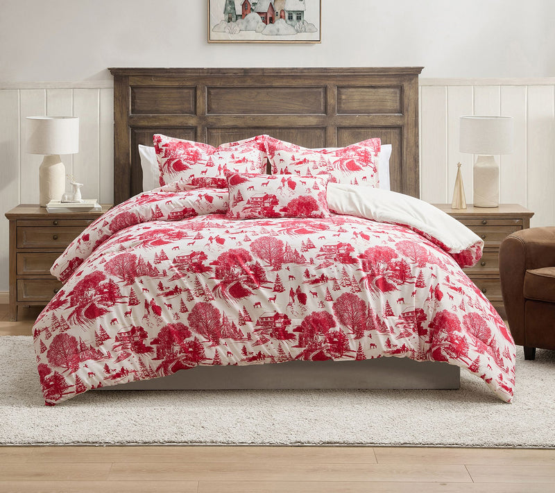 Hallmark Red Toile 4-Piece Holiday Comforter Set, Full/Queen — View 8