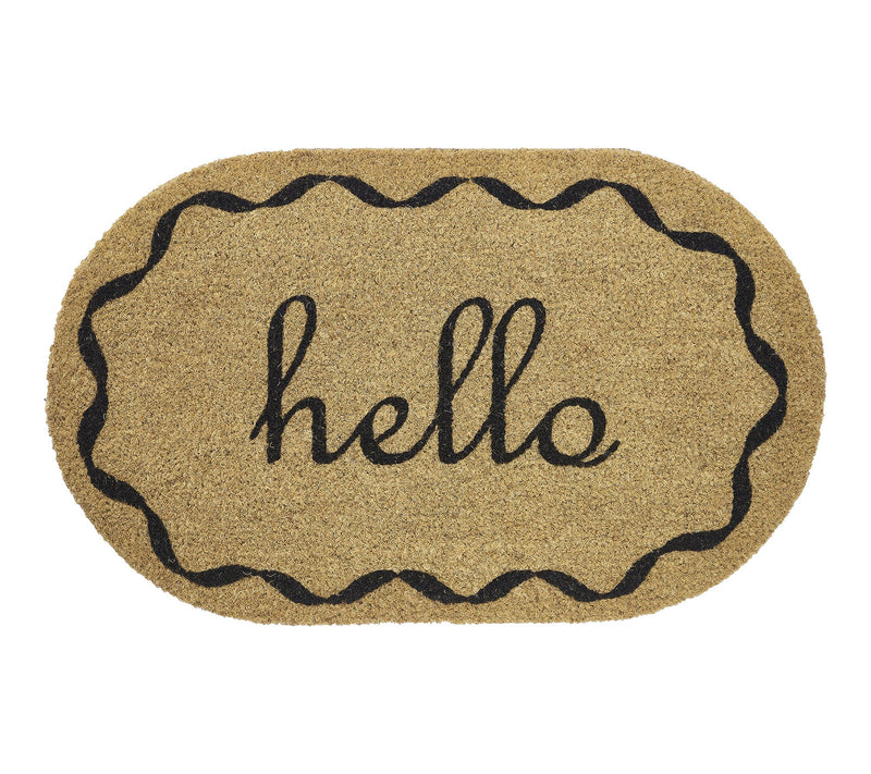 VCNY Home Hello Black Oval Coir Outdoor Doormat, 18" x 30" — View 2