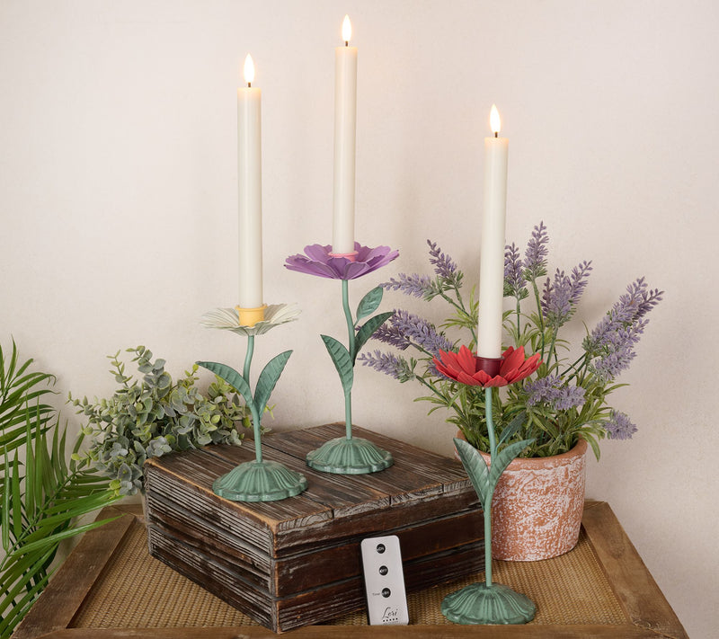 Ode to Color by Lori Weitzner 6pc Set Tapers & Flower Candle Holders — Main view