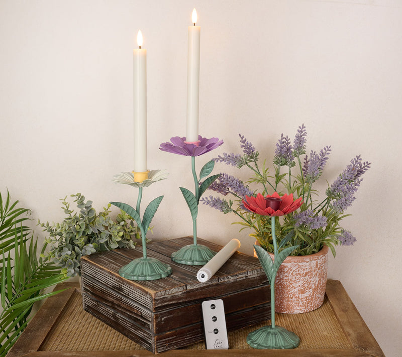 Ode to Color by Lori Weitzner 6pc Set Tapers & Flower Candle Holders — View 2
