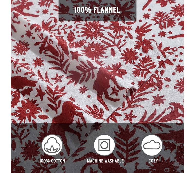 Eddie Bauer Arcadia Red Cotton Queen Sheet Set — View 5