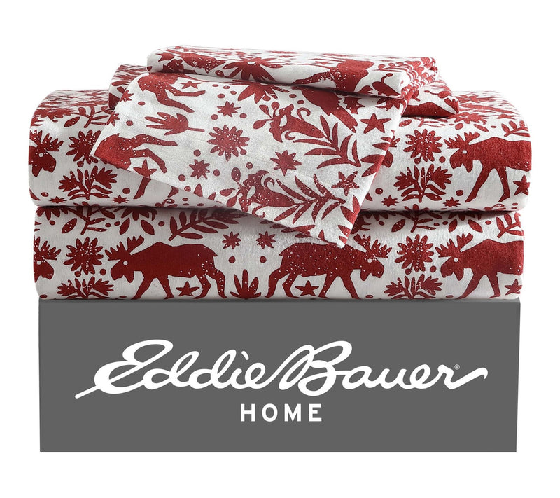 Eddie Bauer Arcadia Red Cotton Queen Sheet Set — View 6