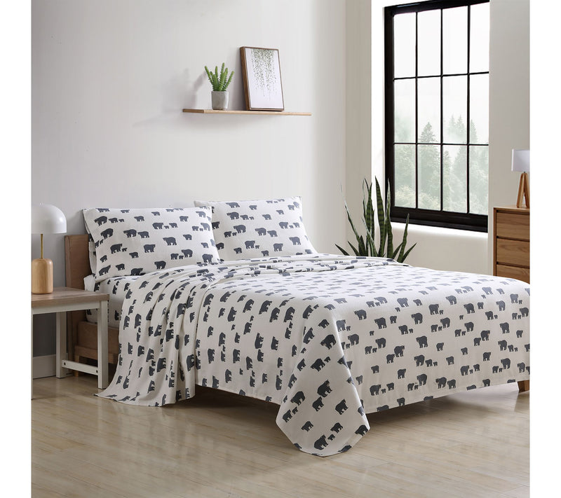 Eddie Bauer Bear Family Grey Cotton Queen SheetSet — View 2