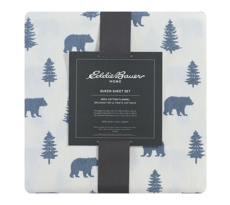 Eddie Bauer Bears And Trees Blue Cotton Queen Sheet Set — View 8