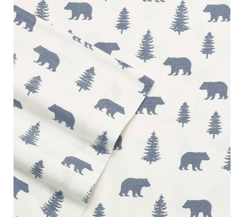 Eddie Bauer Bears And Trees Blue Cotton Queen Sheet Set — View 3
