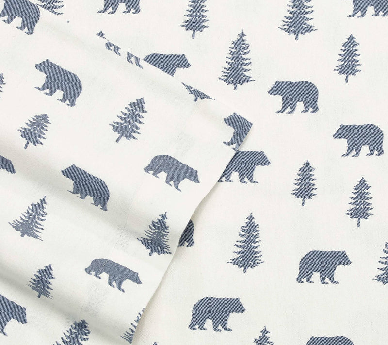 Eddie Bauer Bears And Trees Blue Cotton Full Sheet Set — View 3