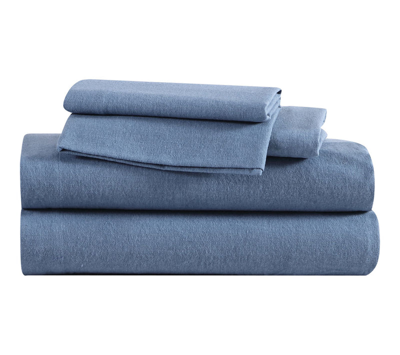 Eddie Bauer Solid Blue Cotton Full Sheet Set — Main view