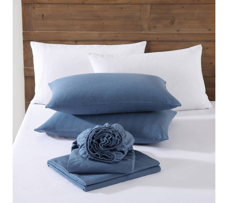 Eddie Bauer Solid Blue Cotton Queen Sheet Set — View 3