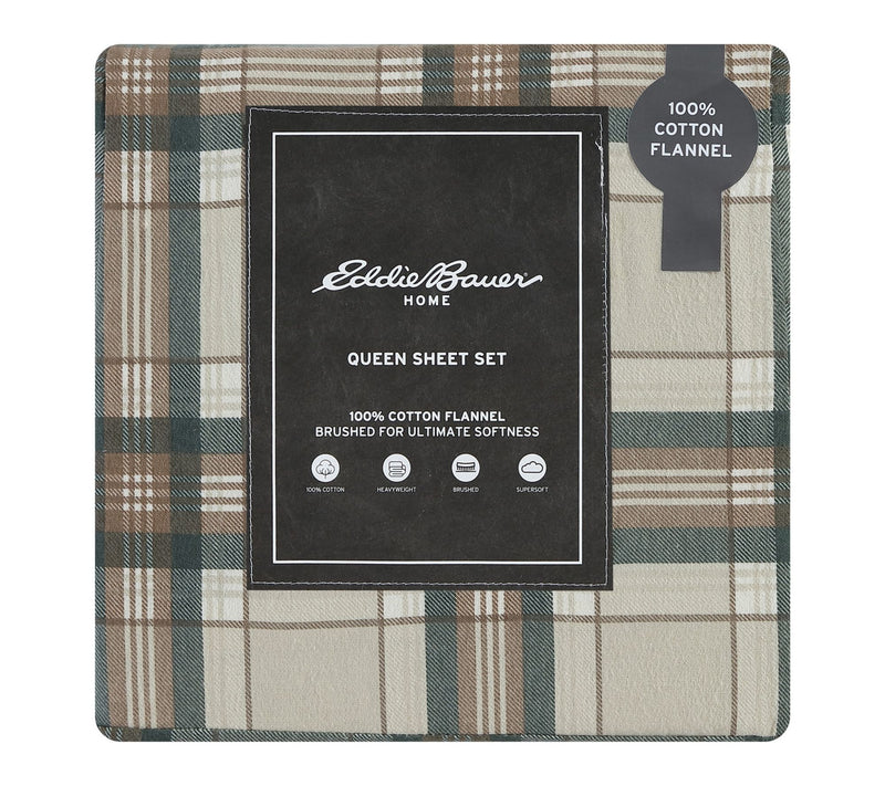 Eddie Bauer Edgewood Plaid Green Cotton Full Sheet Set — View 8