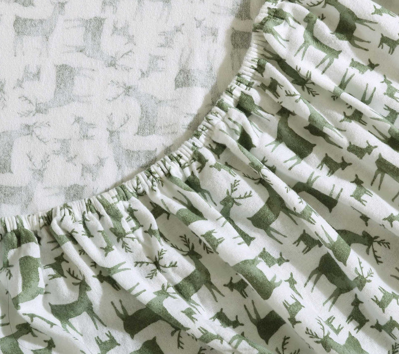 Eddie Bauer Deer Camp Green Cotton Flannel FullSheet Set — View 5