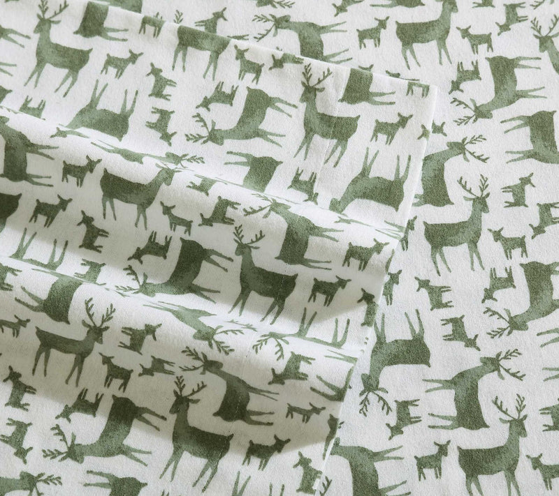 Eddie Bauer Deer Camp Green Cotton Flannel FullSheet Set — View 4