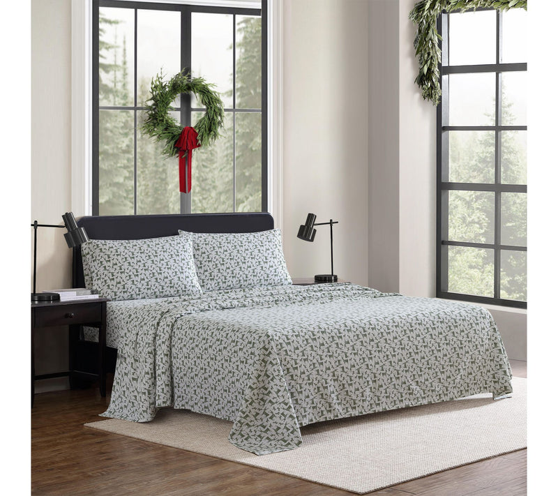 Eddie Bauer Deer Camp Green Cotton Flannel Queen Sheet Set — View 2
