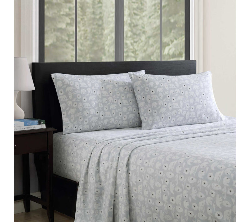 Eddie Bauer Explorer Bears Grey Cotton FlannelFull Sheet Set — View 3