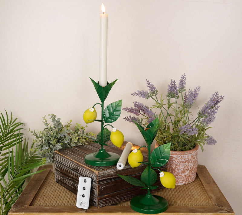 Home Reflections S/2 Metal Fruit Taper Holders w/ Flameless — View 4