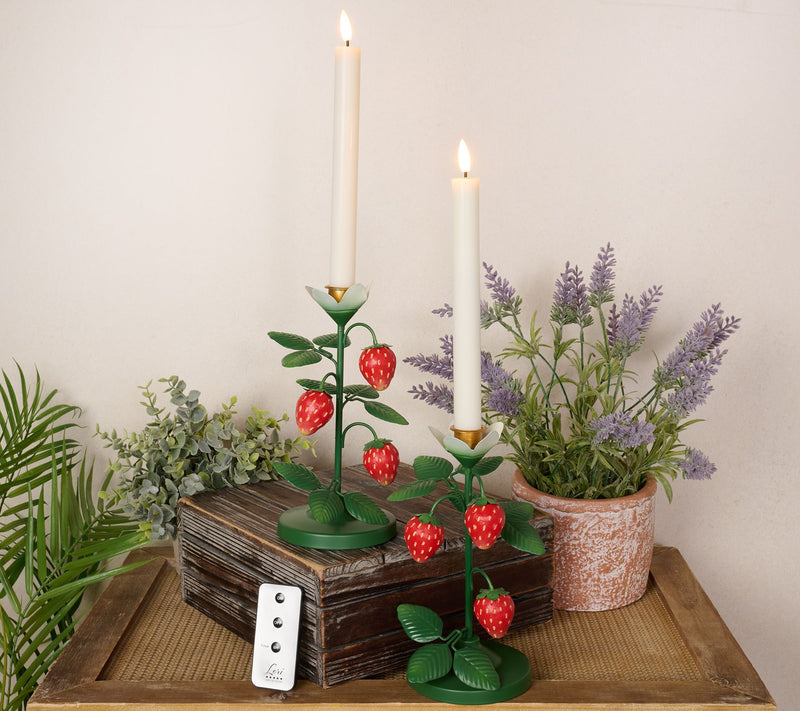 Home Reflections S/2 Metal Fruit Taper Holders w/ Flameless — View 3