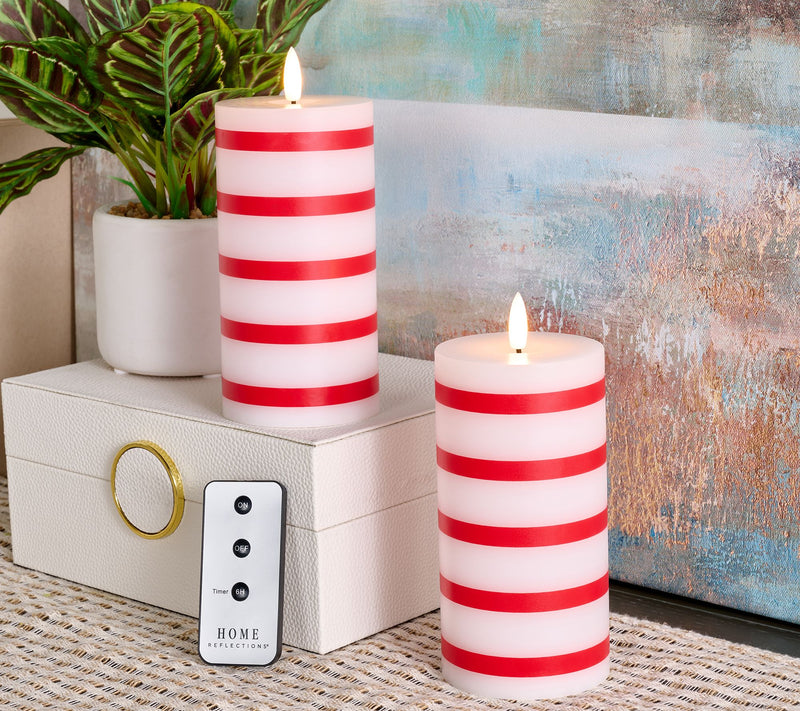 Home Reflections S/2 6" Flameless Striped Pillar Candles — View 8