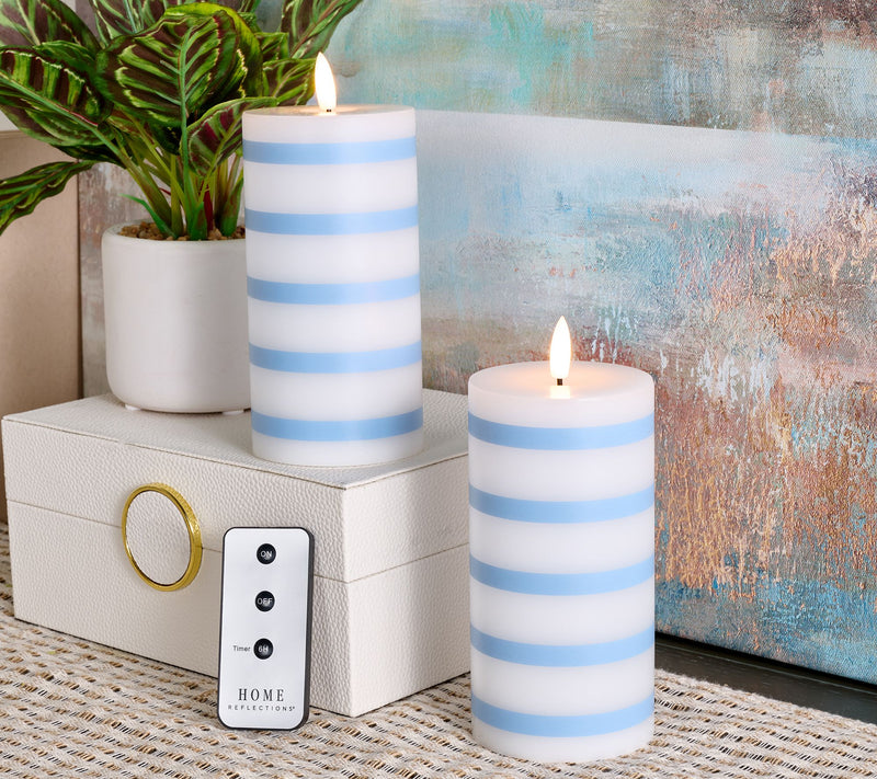 Home Reflections S/2 6" Flameless Striped Pillar Candles — View 9