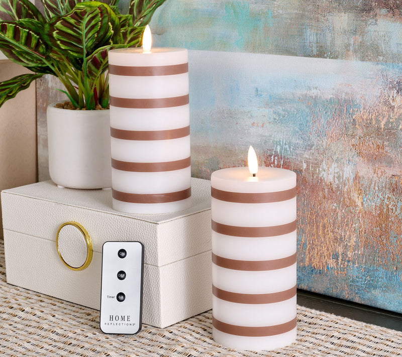 Home Reflections S/2 6" Flameless Striped Pillar Candles — View 10