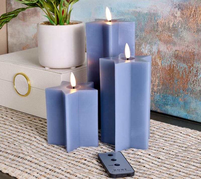 Home Reflections S/3 Star Shaped Flameless Pillar Candles — Main view