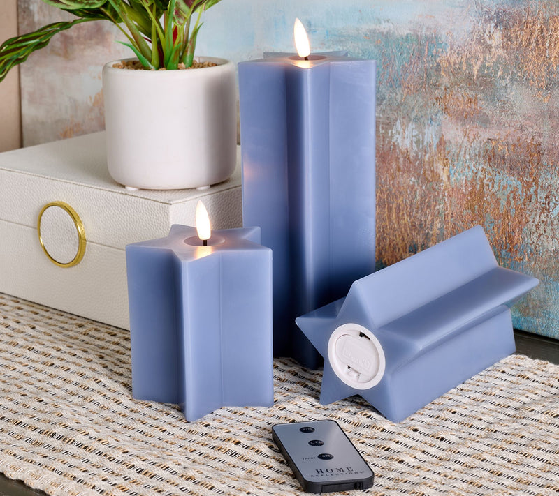 Home Reflections S/3 Star Shaped Flameless Pillar Candles — View 2