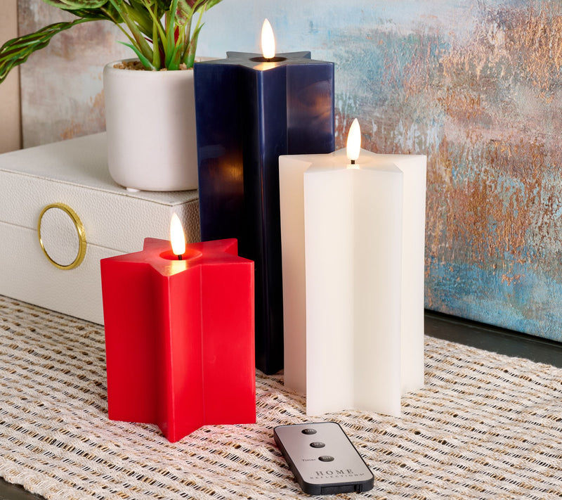 Home Reflections S/3 Star Shaped Flameless Pillar Candles — View 8