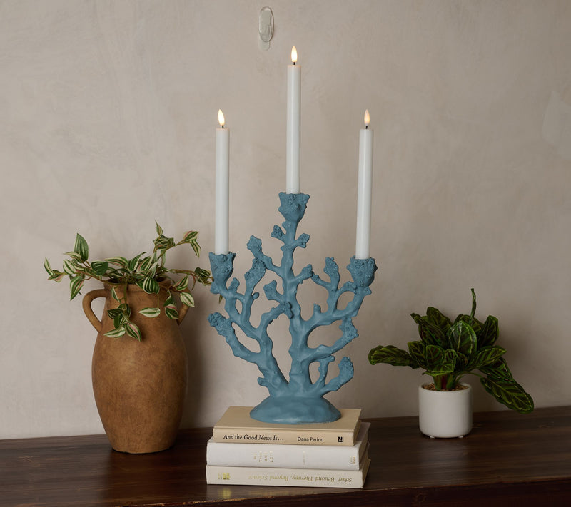 Home Reflections 14" Coral Candelabra w/ Flameless Taper — View 2