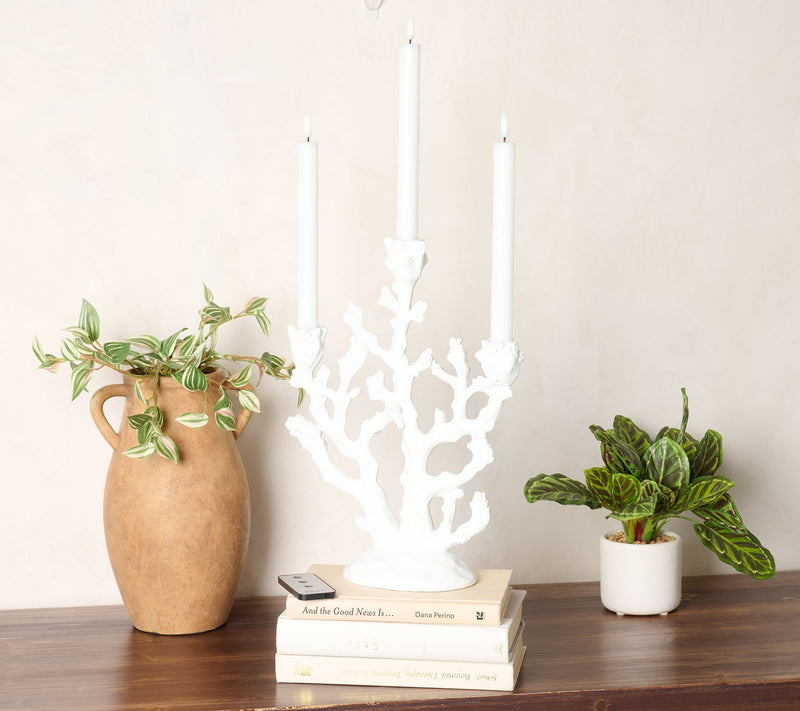 Home Reflections 14" Coral Candelabra w/ Flameless Taper — View 7