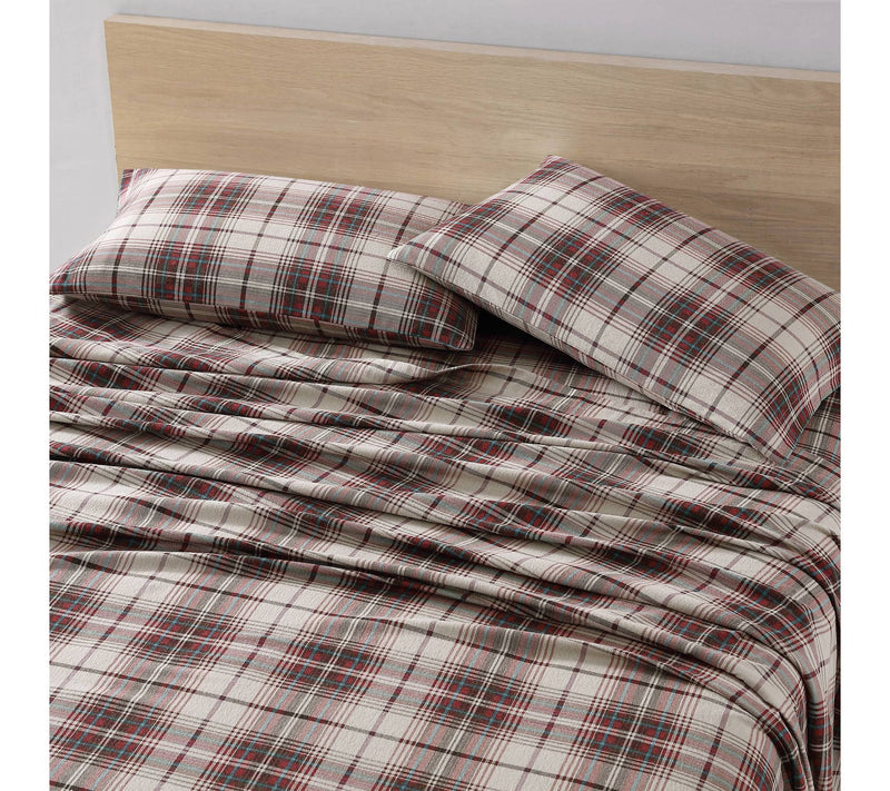 Eddie Bauer Montlake Plaid Red Cotton Twin Sheet Set — View 3
