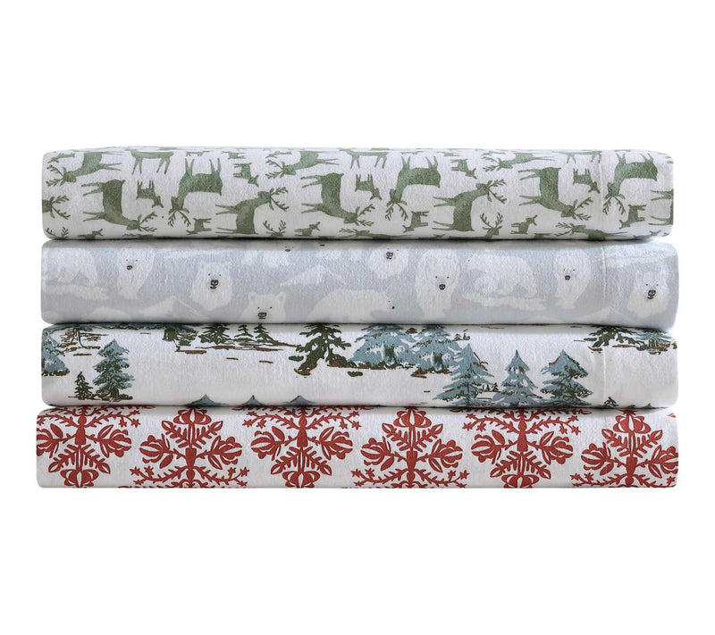 Eddie Bauer Jolly Trees Red Cotton Flannel TwinSheet Set — View 8