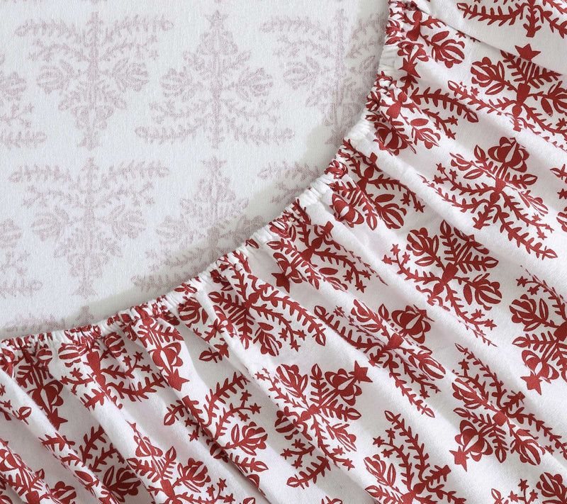 Eddie Bauer Jolly Trees Red Cotton Flannel TwinSheet Set — View 5