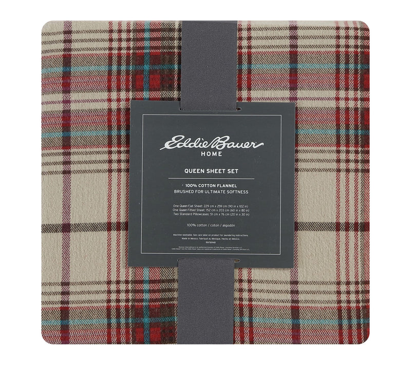 Eddie Bauer Montlake Plaid Red Cotton Queen Sheet Set — View 8
