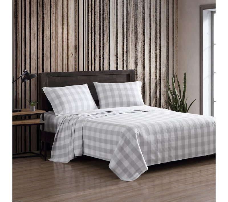 Eddie Bauer Lakehouse Plaid Grey Cotton King Sheet Set — View 2