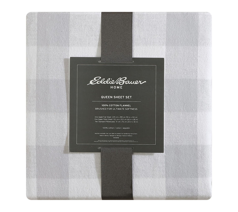 Eddie Bauer Lakehouse Plaid Grey Cotton King Sheet Set — View 8