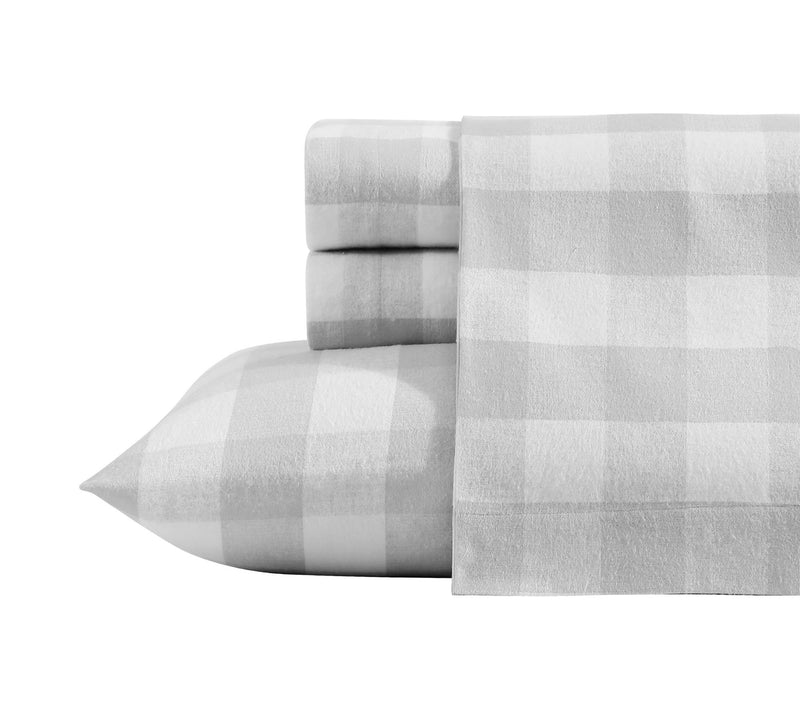 Eddie Bauer Lakehouse Plaid Grey Cotton King Sheet Set — Main view