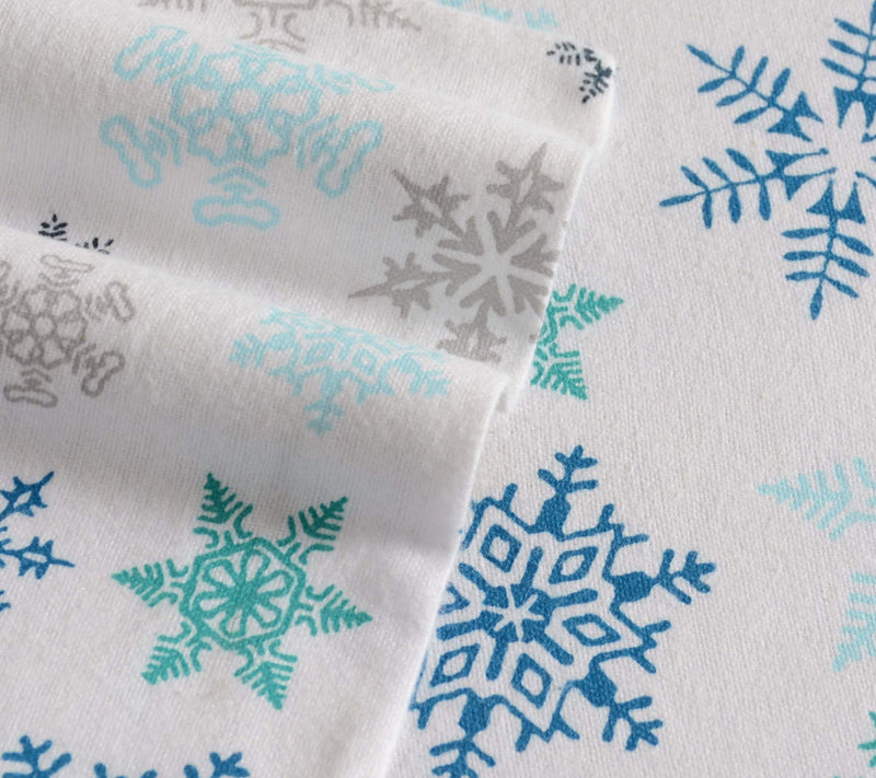 Eddie Bauer Tossed Snowflake Blue Cotton Full Sheet Set — View 4
