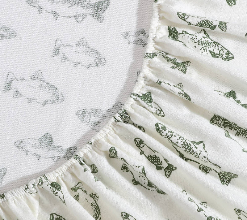 Eddie Bauer School Of Fish Green Cotton Full Sheet Set — View 5